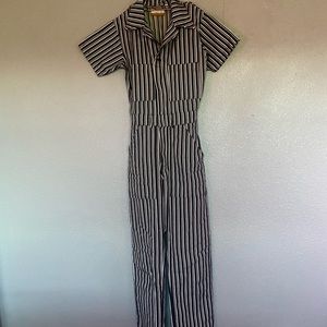 Big Bud press BLACK and WHITE STRIPED stripe JUMPSUIT coveralls XS RARE
